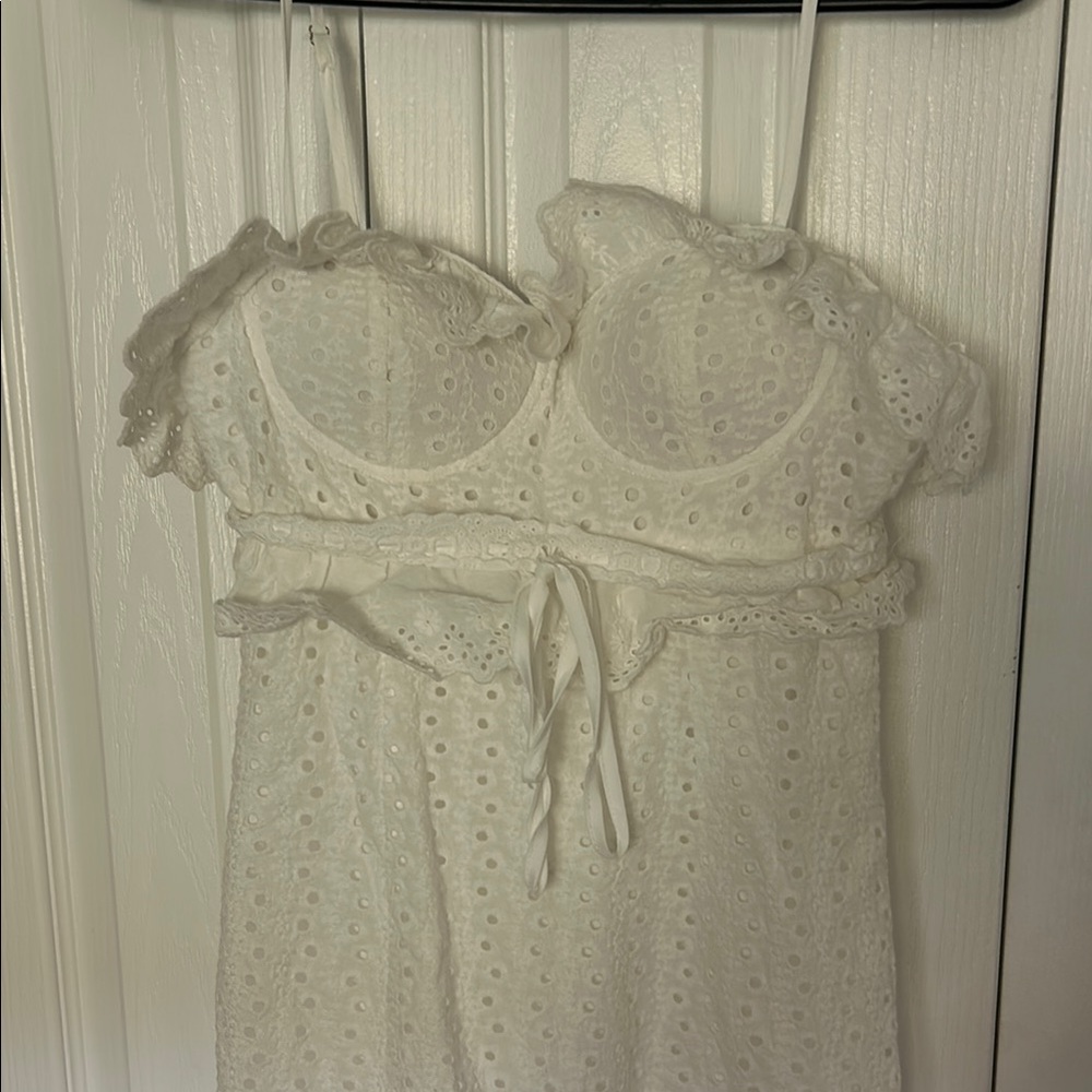 Commense White Eyelet Midi Dress